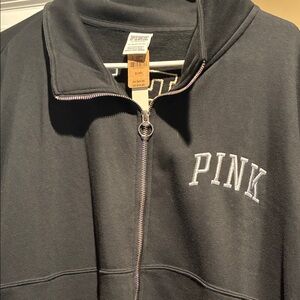 Victoria's Secret Black Quarter-Zip with PINK Logo